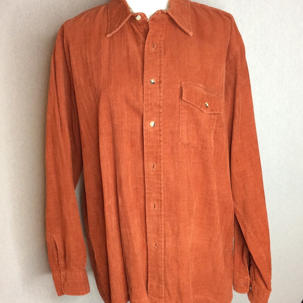 Vintage men’s bealls orange corduroy button down